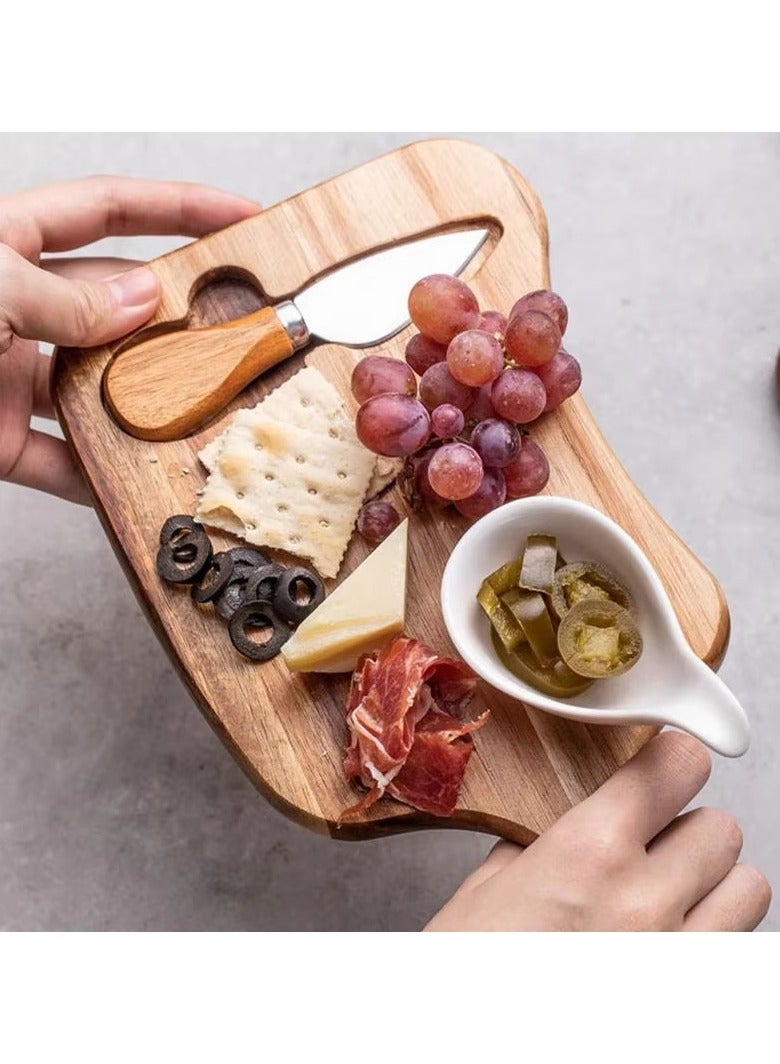 عام **لوح تقديم جبن خشبي طبيعي - صينية متعددة الاستخدامات مضادة للانزلاق مع أقسام للجبن واللحوم الباردة** - Image 2