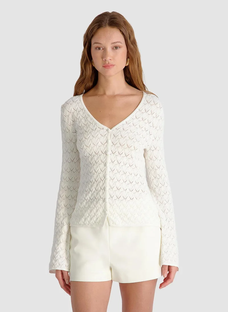 French Connection Mozart Heartleaf Crcht Long Sleeve Top
