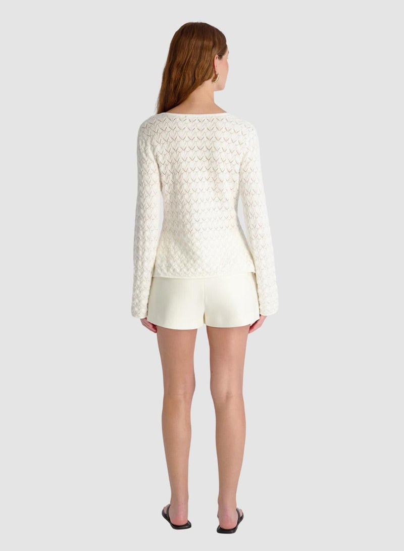 French Connection Mozart Heartleaf Crcht Long Sleeve Top - Image 3