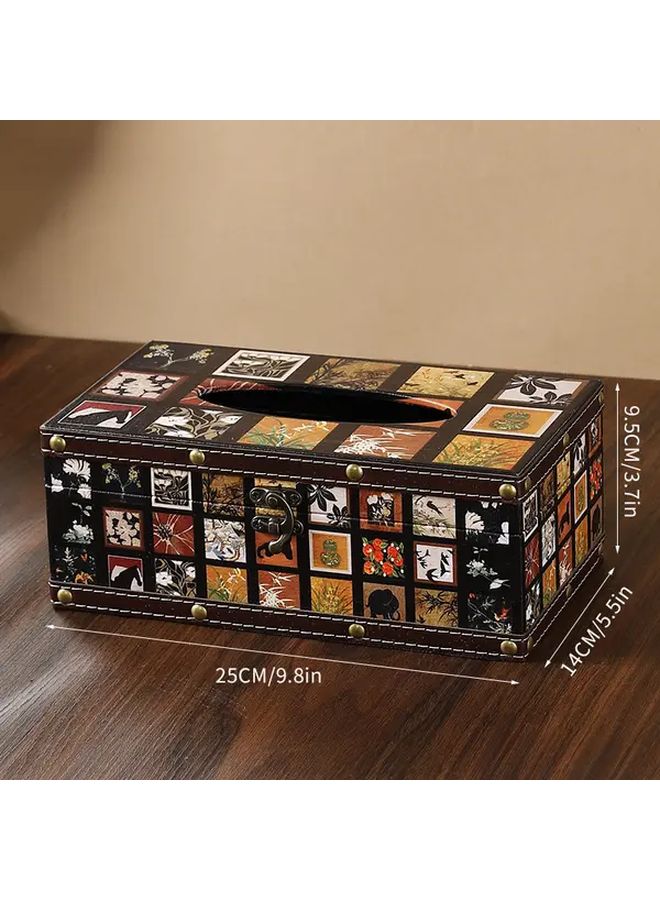 حامل علبة المناديل الخشبية بأسلوب ريترو، ديكور حمام وغرفة معيشة على الطراز الشمالي القديم - Image 1