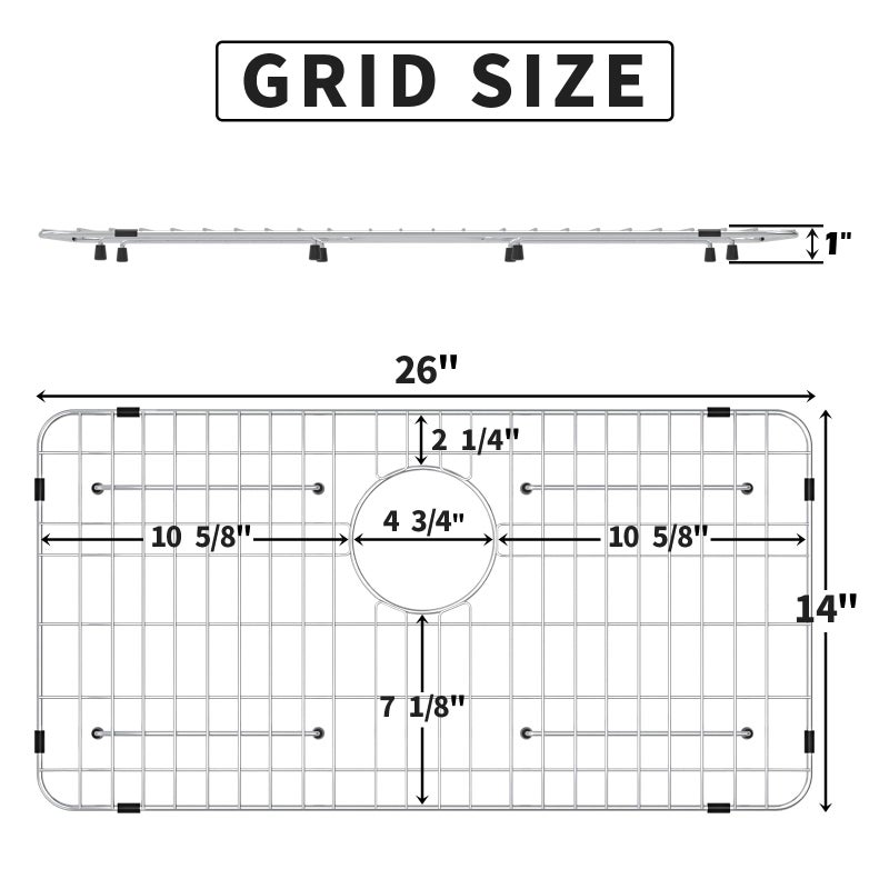 Fritoing Stainless Steel Sink Grid and Protectors for Bottom of Kitchen Sink, 26" x 14" with Rear Drain for Single Sink Bowl, for sink protectors for kitchen sink stainless steel - Image 2