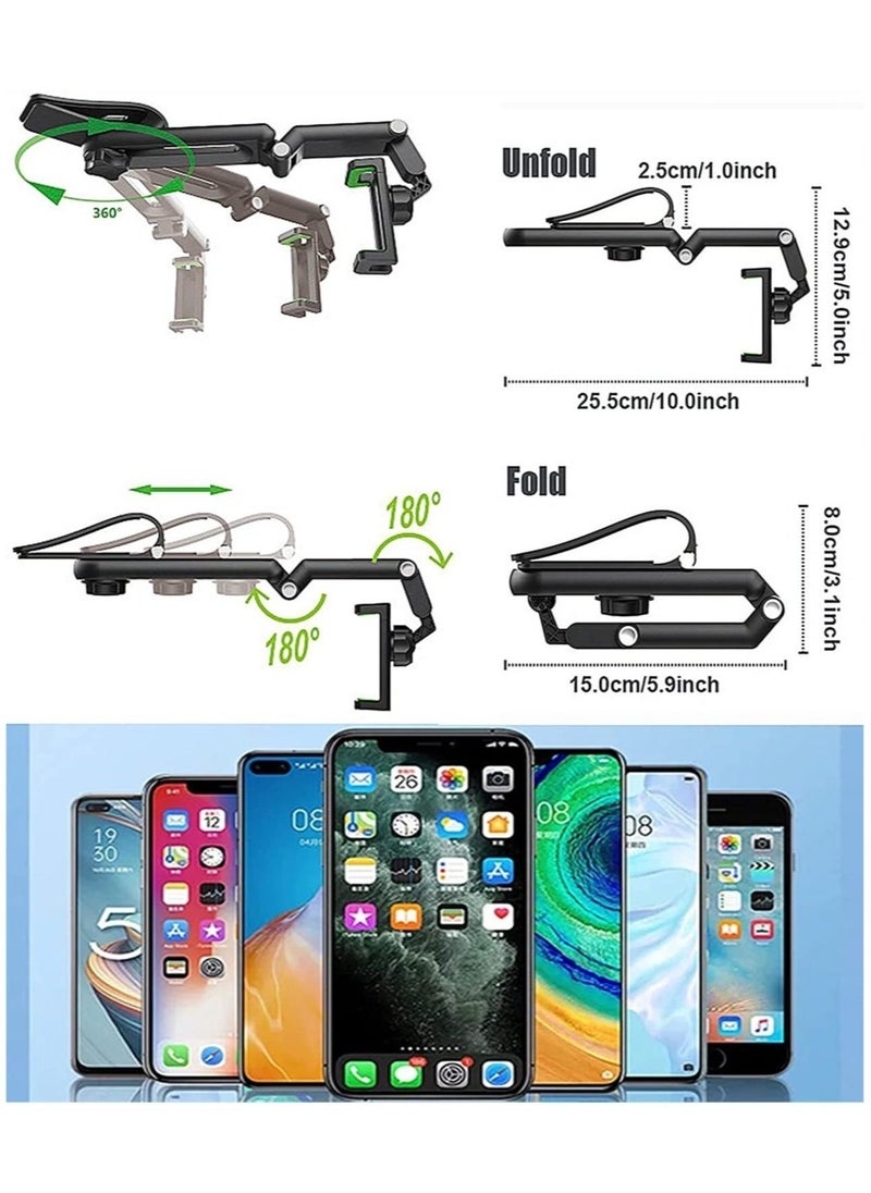 Car Phone Holder Mount Multifunctional Cell Phone Stand HIYITKS Universal Adjustable Arm Cradles Car Holder Mount Phone Car Clip Mount for Sun Visor Rearview Mirror Steering Wheel - Image 5