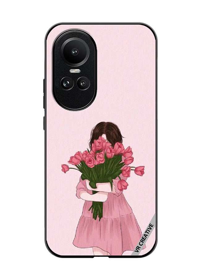 VR CREATIVE Protective Case Cover For Oppo Reno 10 Pro Girl Hugging Bouquet Design Multicolour - Image 1