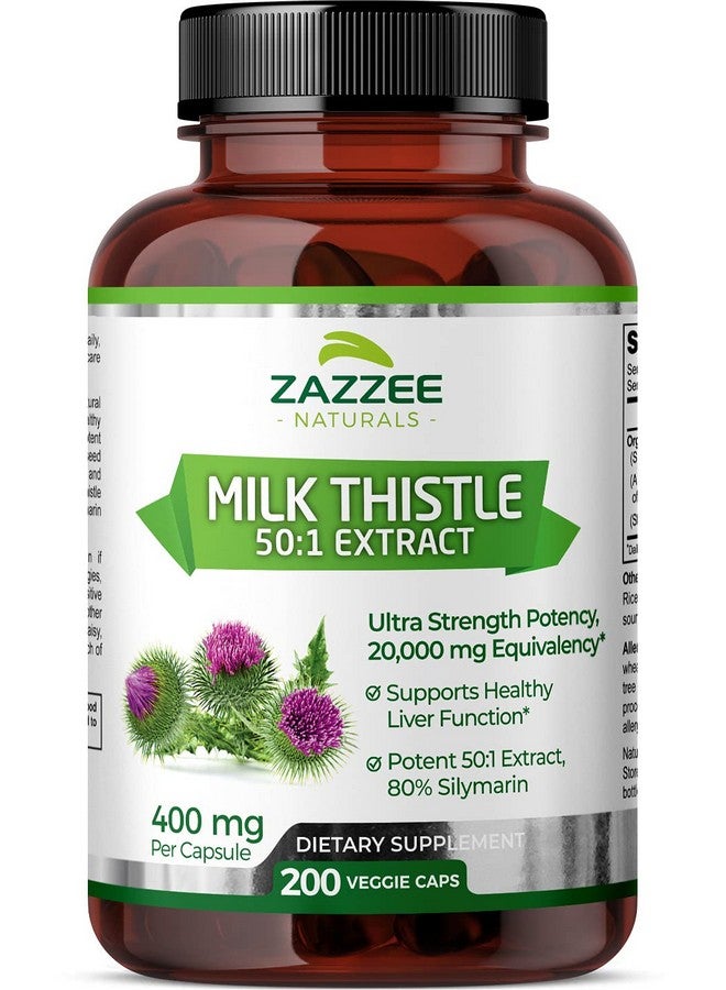 Zazzee Organic Milk Thistle Extract 20000 Mg Strength 200 Vegan Capsules Potent 50:1 Extract 80% Silymarin Flavonoids Contains Organic Milk Thistle Over 6 Month Supply Nongmo And Allnatural - Image 2