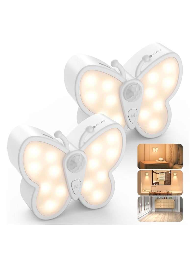 general Motion Sensor Led Night Lights 2 Pack Rechargeable Dimmable Butterfly Design with Adjustable Brightness Smart Spotlight for Kids Room Hallway Stairs Bathroom - Image 1