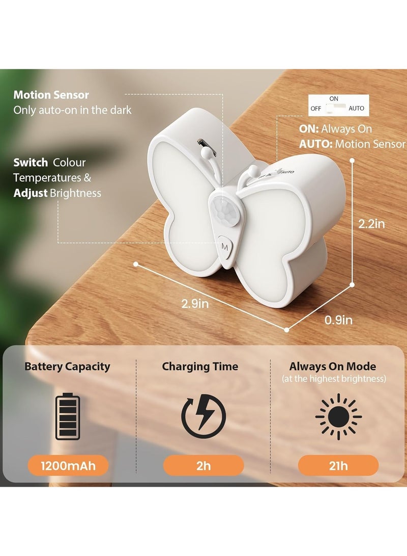 general Motion Sensor Led Night Lights 2 Pack Rechargeable Dimmable Butterfly Design with Adjustable Brightness Smart Spotlight for Kids Room Hallway Stairs Bathroom - Image 5