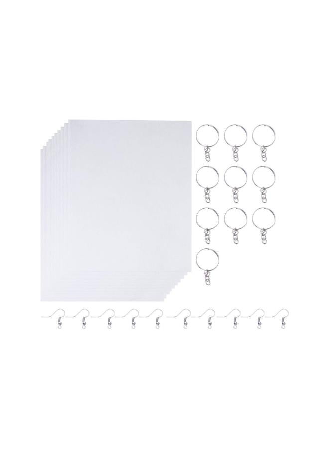 klarako 30 Pieces Heat Shrink Plastic Sheet Kit Include 10 Sheets Shrinky Art Paper with 10PCS Ear Hooks and 10PCS Keychain for Kids Creative Craft - Image 1