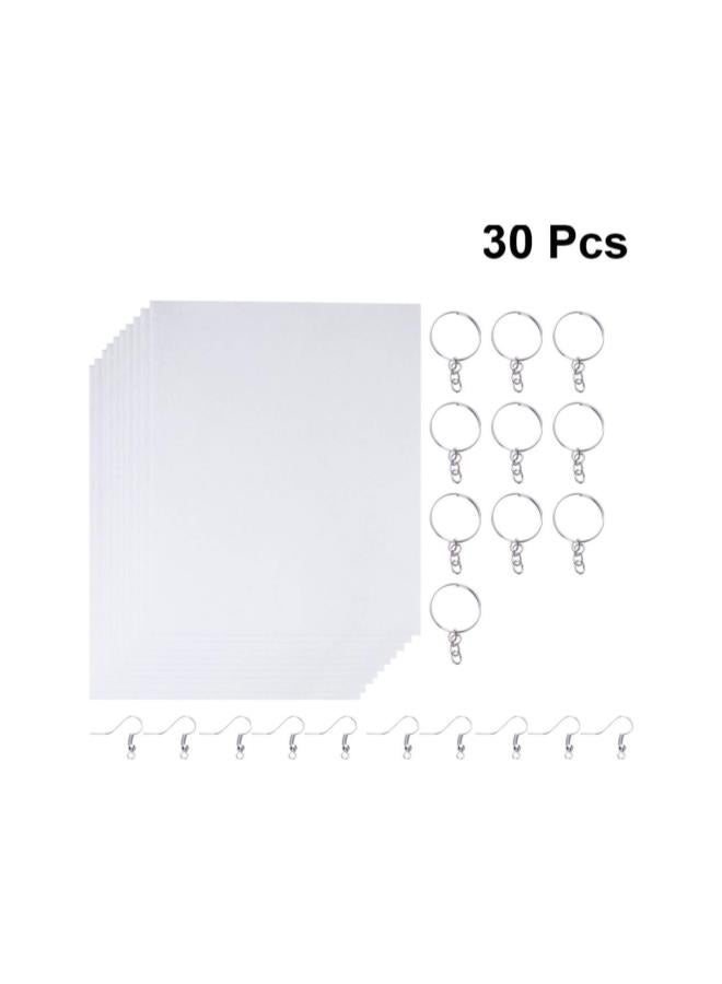 klarako 30 Pieces Heat Shrink Plastic Sheet Kit Include 10 Sheets Shrinky Art Paper with 10PCS Ear Hooks and 10PCS Keychain for Kids Creative Craft - Image 2