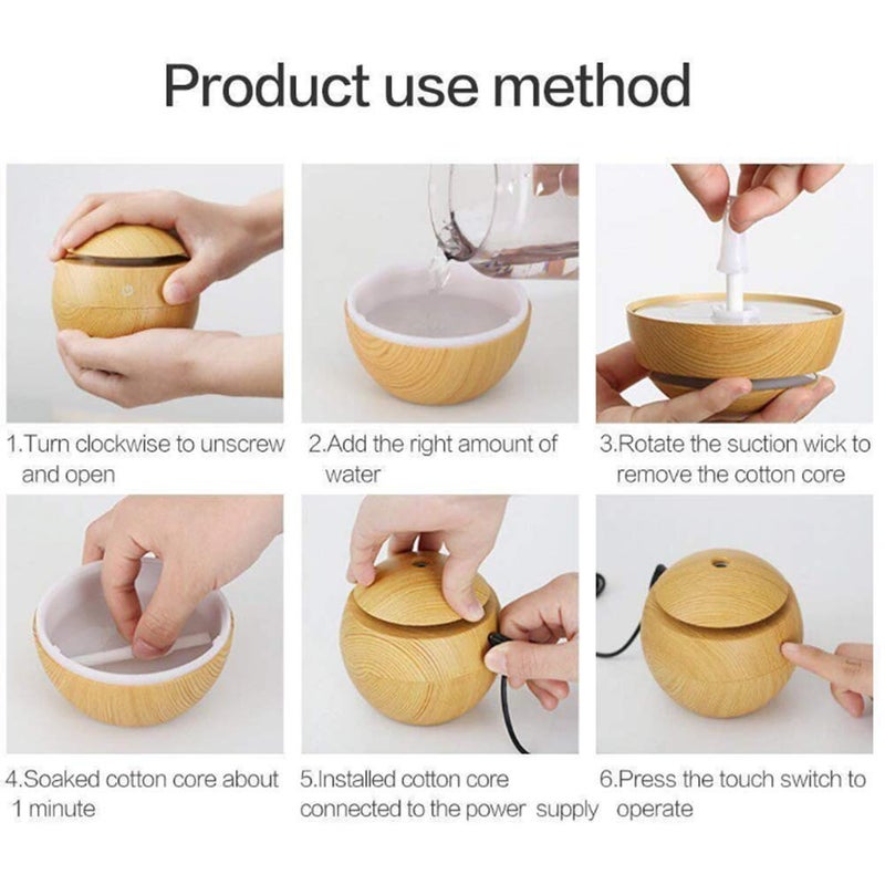 Welofy Welofy Mini Wooden Air Humidifiers Aromatherapy Ultrasonic Humidifier Oil Aroma Diffuser USB Purifier Color Changing Led Touch Switch Atomization Humidifier for Home Office and Car  - Image 5
