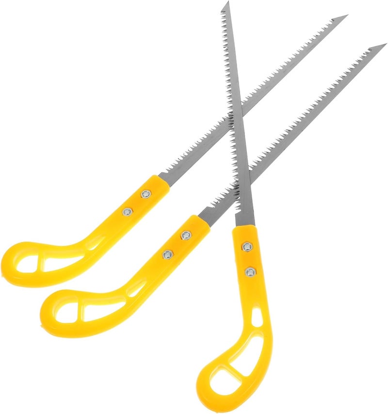 3pcs Portable Mini Handsaw Set with Sharp Japanese Pull Saw Blades, Yellow Plastic Handle, Hand Saw for Wood Cutting, Tree Pruning and Gardening Tools for Camping and Home - Image 1