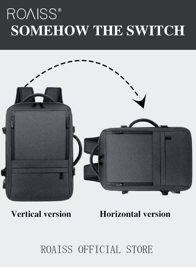 Scalable Large Capacity Laptop Backpack Business Backpack College Waterproof Travel Backpack Suitable for 17 Inch Laptops for Men and Women with USB Charger Black