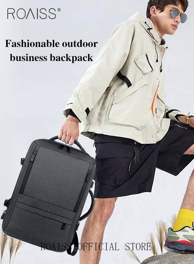 Scalable Large Capacity Laptop Backpack Business Backpack College Waterproof Travel Backpack Suitable for 17 Inch Laptops for Men and Women with USB Charger Black