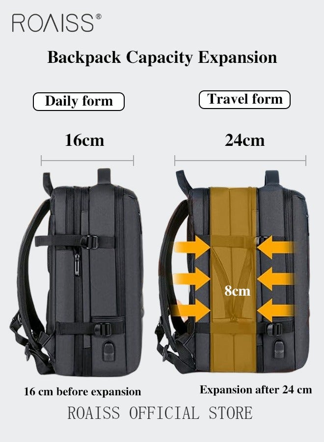 Scalable Large Capacity Laptop Backpack Business Backpack College Waterproof Travel Backpack Suitable for 17 Inch Laptops for Men and Women with USB Charger Black