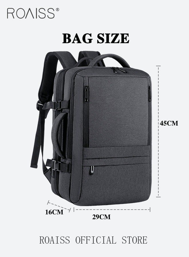 Scalable Large Capacity Laptop Backpack Business Backpack College Waterproof Travel Backpack Suitable for 17 Inch Laptops for Men and Women with USB Charger Black