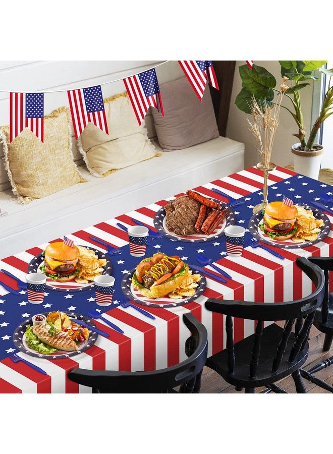Childom Patriotic Party Supplies152Pcs American Flag Themed Party Set4Th Of July Decorationsamerican Flag Tablecloths4Th Of July Plates Cupsred White And Blue Decor For Fourth Of July Party Outdoor - Image 5