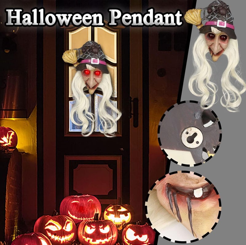 comfrt Halloween Decoration Resin Wig Witch Pendant Led Lights Halloween Party Pendant Halloween Party Props Bedroom Kitchen Living Room Home Decor - Image 2