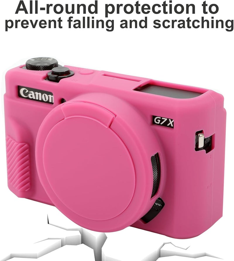 Yisau G7X Mark II Camera Case, G7X Removable Lens Cover Silicone Cover for Canon PowerShot G7X ii, G7X Accessories, Lightweight Rubber Soft Silicone Case - Rosered - Image 2