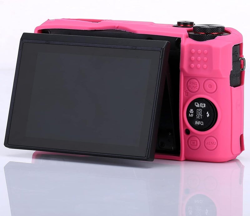 Yisau G7X Mark II Camera Case, G7X Removable Lens Cover Silicone Cover for Canon PowerShot G7X ii, G7X Accessories, Lightweight Rubber Soft Silicone Case - Rosered - Image 4