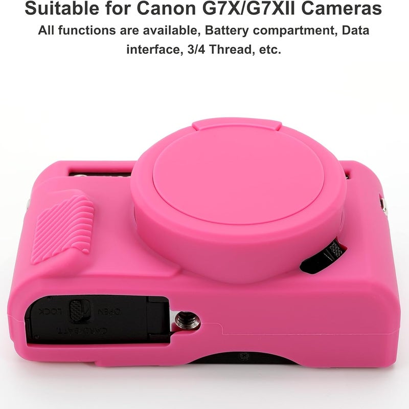 Yisau G7X Mark II Camera Case, G7X Removable Lens Cover Silicone Cover for Canon PowerShot G7X ii, G7X Accessories, Lightweight Rubber Soft Silicone Case - Rosered - Image 3