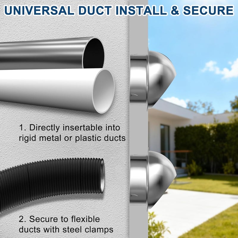 3 Inch/75mm Dryer Vent Cover Stainless Steel Round Air Ventilation Dryer Exhaust Vent Wall Vent Cover Ventilation Grill Hood - Image 5