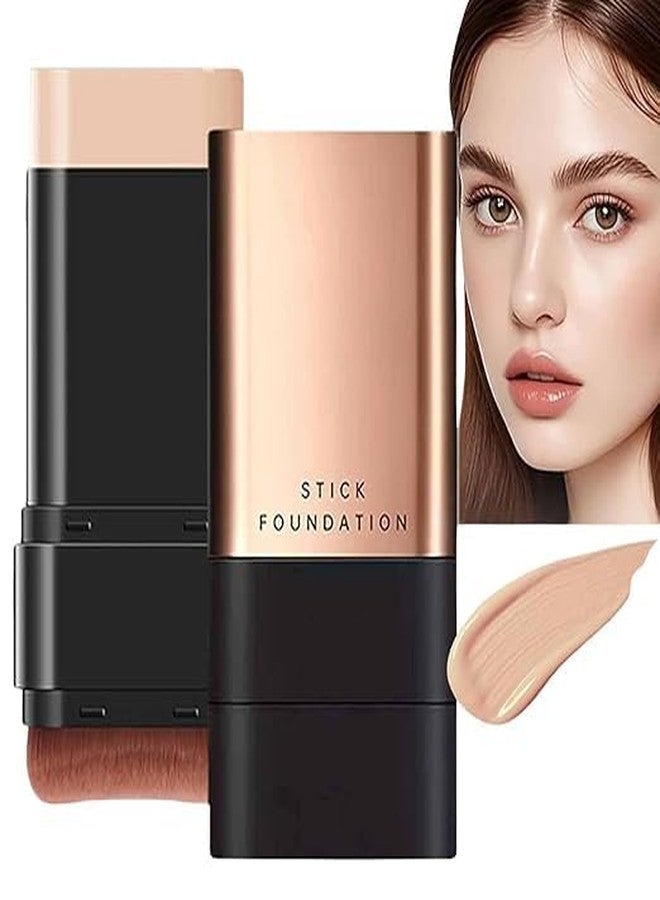 CLOUDTAB 2-in-1 Korean Anti-Wrinkle Foundation Stick with Brush, Waterproof, Long-Lasting Double Head Makeup Stick, Flawless Coverage for Wrinkle Repair & Blemish Conceal, Natural Color - Image 1