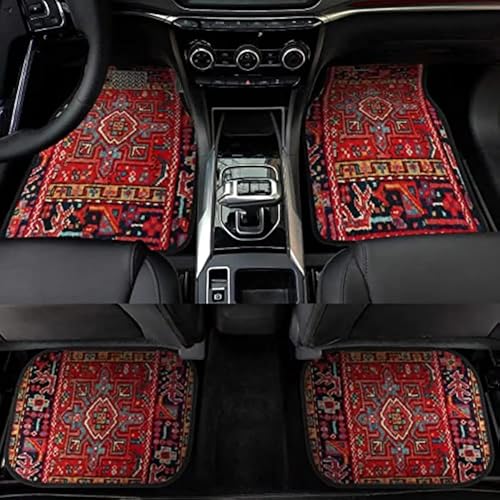 EOHMAK Car Floor Mats Non-Slip Automotive Floor Mats All-Weather Front Rear Car Floor Foot Mat Sets of 4 Pieces Foot Mats Rugs Carpet for Car Trucks SUV Sedans (Red) - Image 1