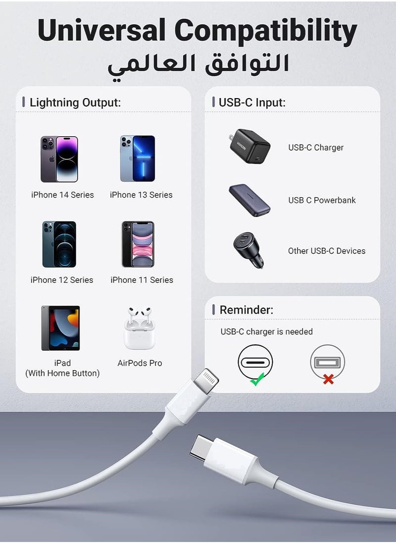 كابل شاحن iPhone 1M [معتمد من MFi] كابل USB C إلى Lightning شحن سريع توصيل الطاقة PD 20W كابل iPhone لـ iPhone 14/14 Pro/14 Plus/14 Pro Max، iPad Pro، iPhone 8-13 جميع السلاسل - pzsku/Z7428049BB23CE355683BZ/45/_/1695330476/f6648c0e-ffdc-459f-930d-8abe39bfe78b