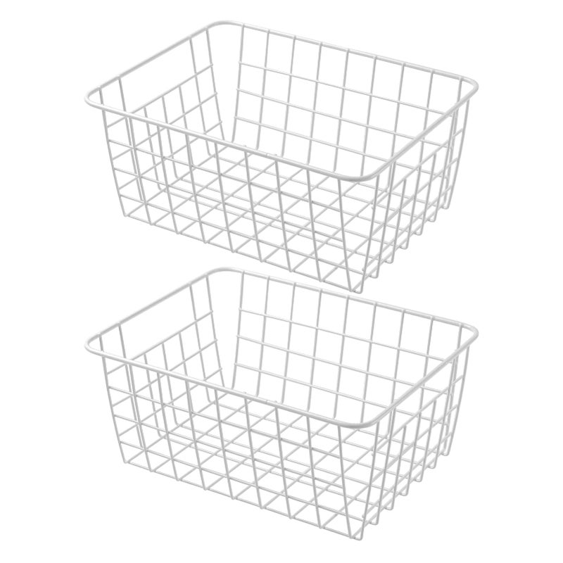 Brightalk 11"" Upright Freezer Storage Baskets  White Wire Storage Bins Small Bakset for Freezer  Pantry  Bathroom Organizing  Set of 2 - Image 1
