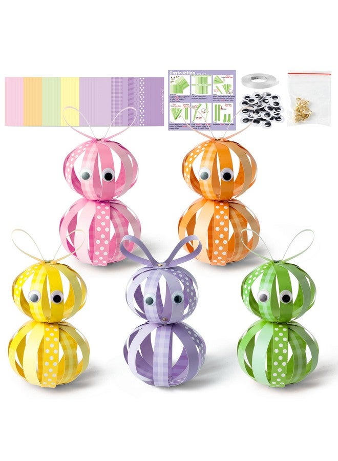 BeYumi 30PCS Easter Bunny Craft Kit for Kids DIY Colorful Strip Rabbit Hanging Decor Crafts Make Your Own Bunny Paper Crafts Easter Party Kindergarten Preschool School Classroom Fun Activities - Image 1