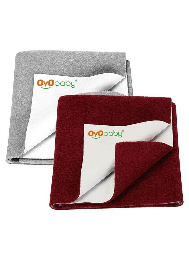 OYO BABY Waterproof Baby Bed Protector Dry Sheets For New Born Babies Reusable Mats Cot & Bassinet Gift Packsmall 70X50 (Grey + Maroon)  - Image 2