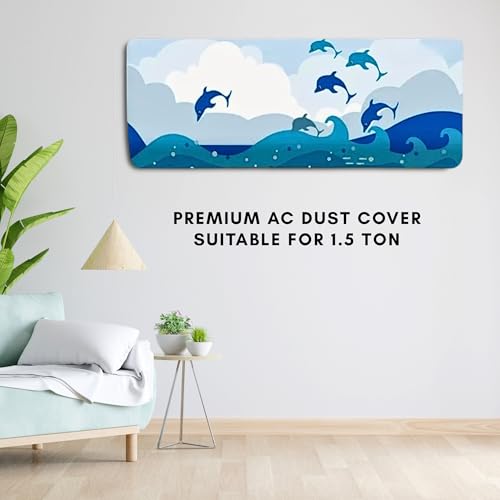 Da Anushi Polyester Printed Split Ac Cover Indoor Unit For 1.5 Ton Capacity AC, Inner Unit Ac Cover, All Weather Cover/Attractive Digital Prints/Dustproof/Water Resistant Split Ac Cover (Dolphin) - Image 3