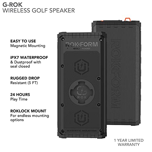 Rokform G-ROK Wireless Golf Speaker, Portable Magnetic, IPX7 Waterproof, Shockproof & Dustproof, Loud & Clear Sound, 24 Hour Battery, Rugged Outdoor Golf Cart Speaker (Black) ASIN - Image 3