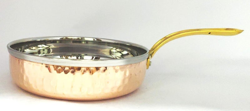 KBB Steel and Copper Serving Pans with Brass Handle Fry PAN Large - Image 2