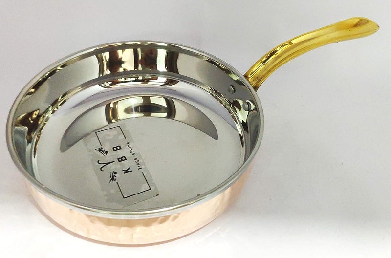 KBB Steel and Copper Serving Pans with Brass Handle Fry PAN Large - Image 3
