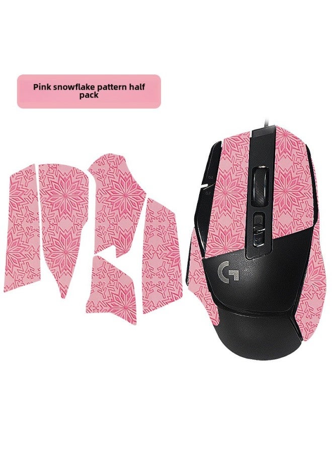 Mouse Anti-Slip Sticker Logitech G502 X PLUS Wireless And Wired Special Back Sticker Palm Sticker Side Sweat Sticker-Color:Half Pack/pink Snowflake Pattern 1 Piece [free Cleaning Cotton] - Image 1