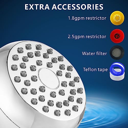 Nuodan High Pressure Shower Head - Powerful Bathroom Pressure Boosting Showerhead - Perfect Universal Replacement for Rain Shower Heads(Chrome) - Image 3
