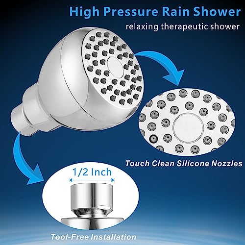 Nuodan High Pressure Shower Head - Powerful Bathroom Pressure Boosting Showerhead - Perfect Universal Replacement for Rain Shower Heads(Chrome) - Image 4