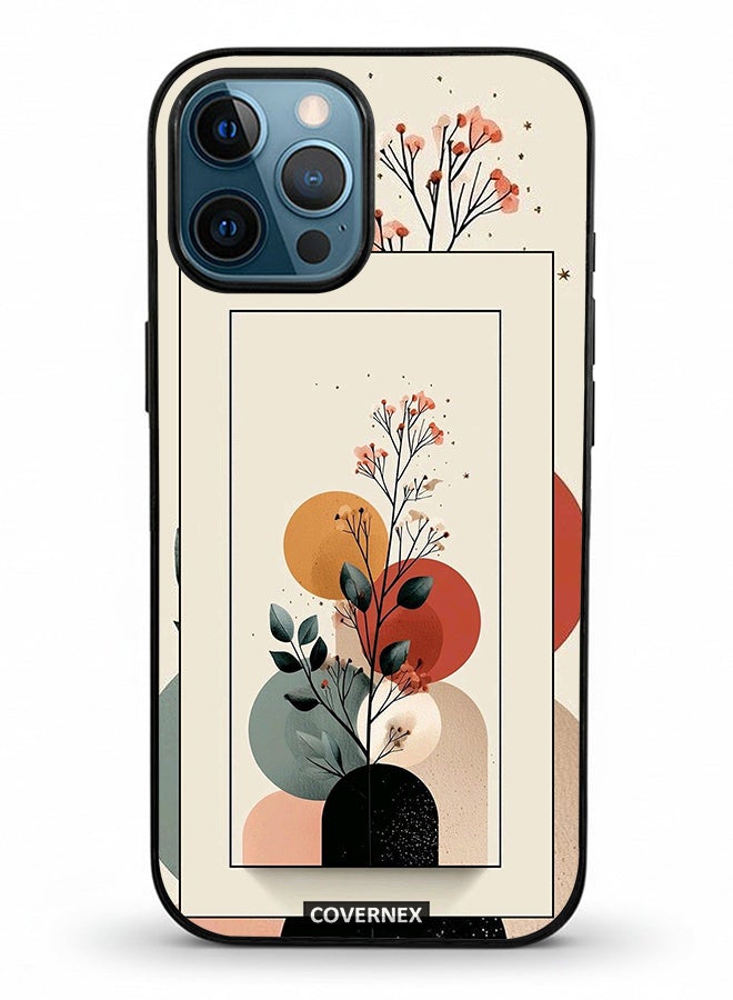 Covernex Apple iPhone 12 Pro Max Protective Case Cover Printed Featuring Minimalist Plant and Abstract Shapes - Image 2