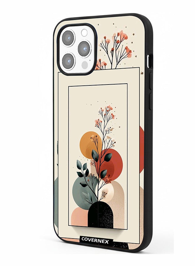 Covernex Apple iPhone 12 Pro Max Protective Case Cover Printed Featuring Minimalist Plant and Abstract Shapes - Image 1