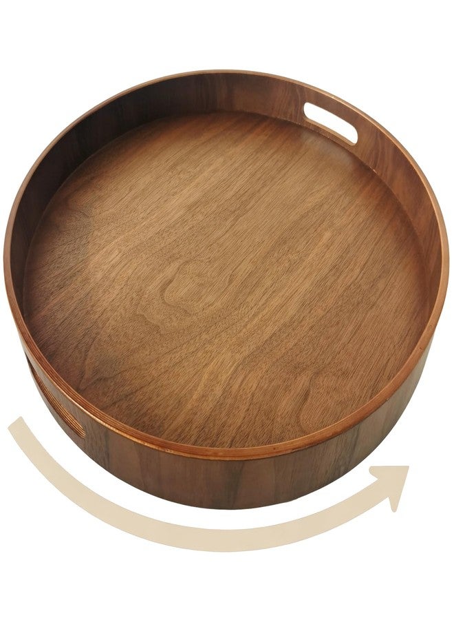 i-lan 16 Inch Solid Black Walnut Wood Lazy Susan Turntable - Premium Natural Wood Grain Rotating Tray for Kitchen & Dining Organization - Image 1