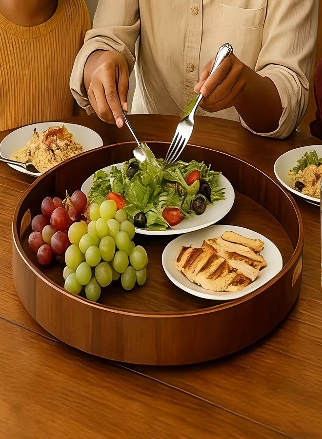 i-lan 16 Inch Solid Black Walnut Wood Lazy Susan Turntable - Premium Natural Wood Grain Rotating Tray for Kitchen & Dining Organization - Image 5