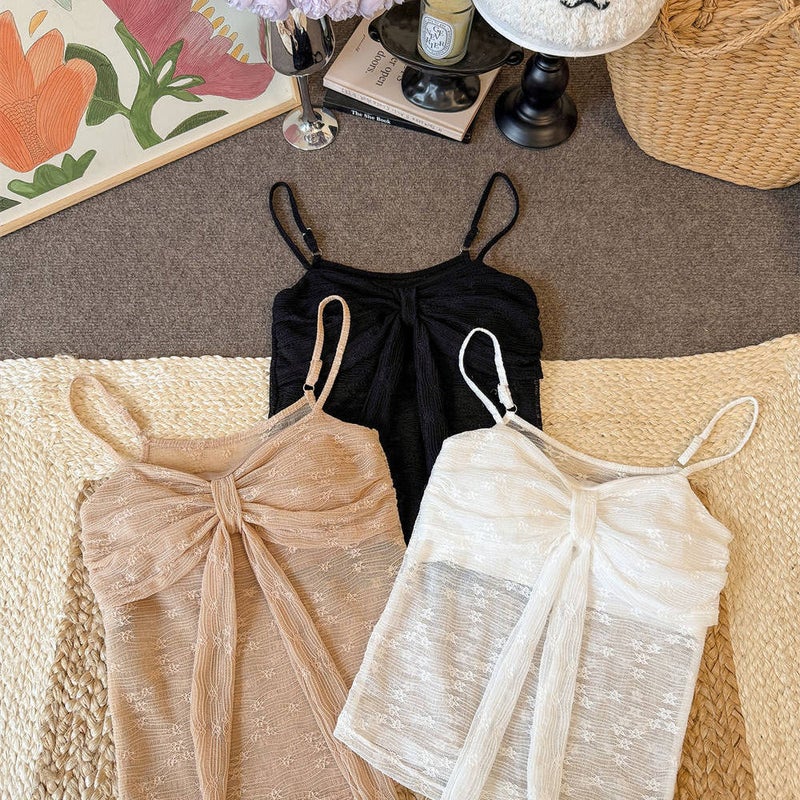 Sexy Lace Camisole Top with Padded Bra for Women - Image 1