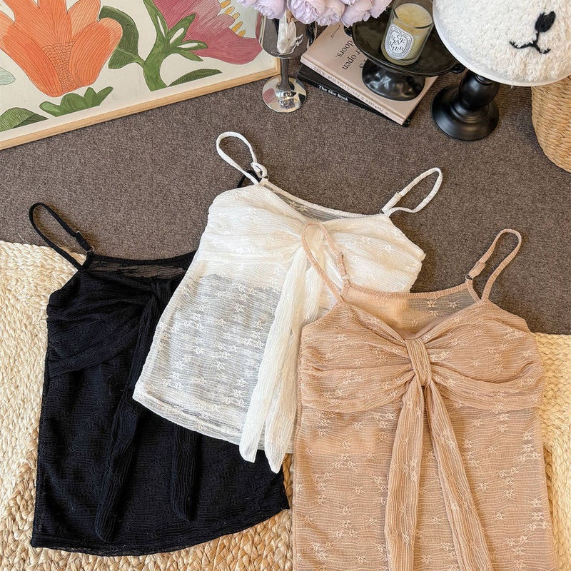 Sexy Lace Camisole Top with Padded Bra for Women - Image 2