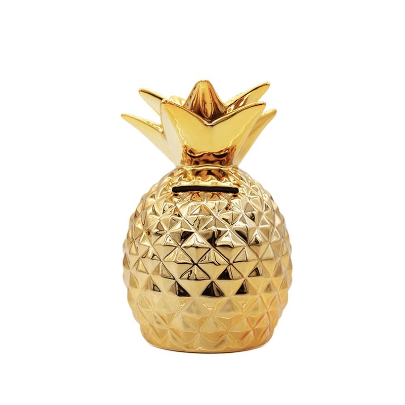 Ceramic Pineapple Piggy Bank Decorative Home Dcor 53 x 34 Inch Ideal Kids Birthday Gift Gold