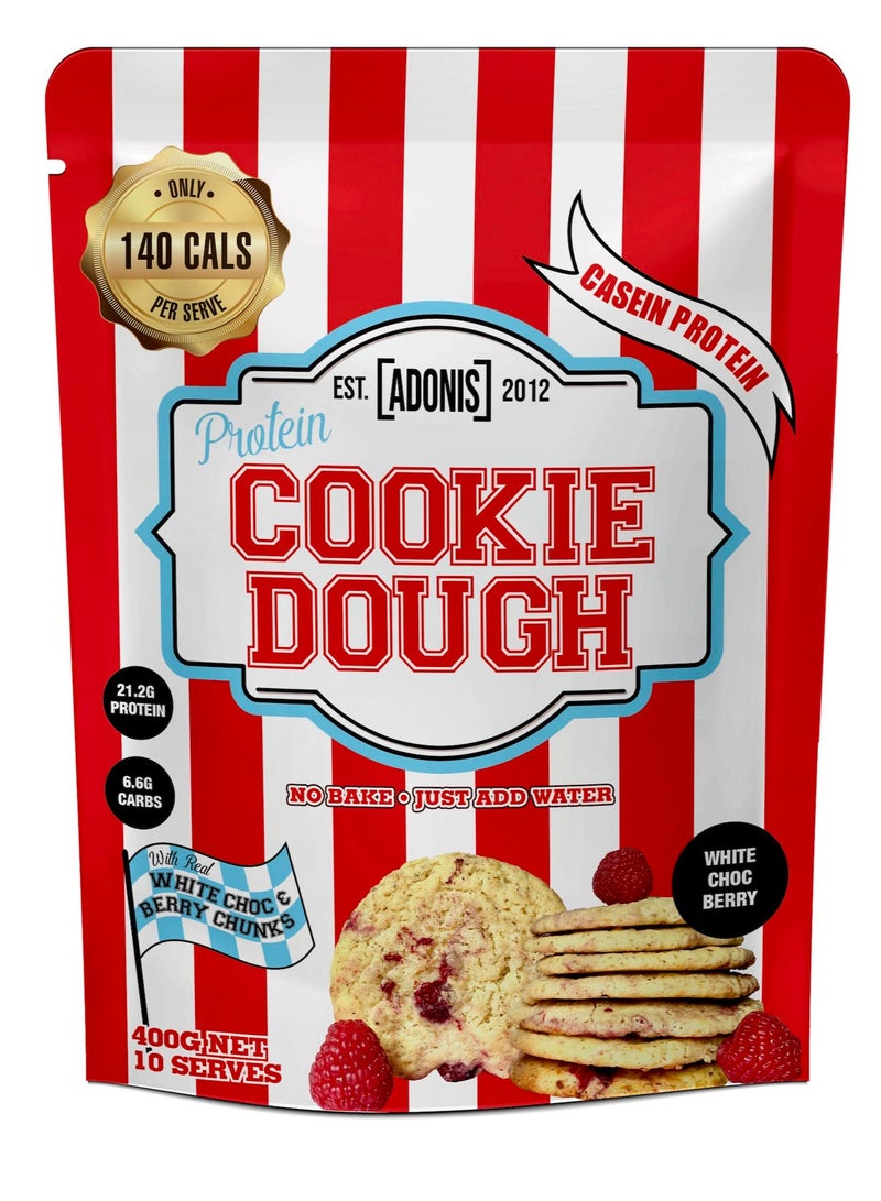 آدونیس عجينة كوكيز البروتين (بروتين الكازين) - شوكولاتة بيضاء بالتوت 400 غرام