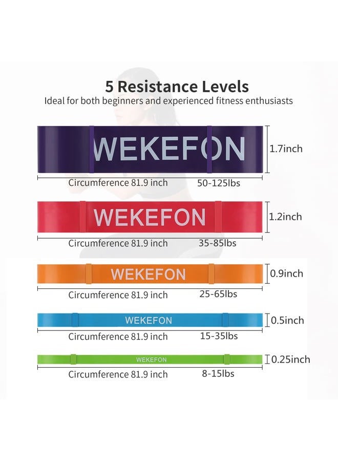 WEKEFON Pull Up Assistance Bands 5-170 lbs Thick Heavy Duty Resistance Bands Set for Men & Women, Exercise Bands Stretch Workout Band for Body Training, Crossfit Mobility Fitness Assist Bands Set of 5 - Image 2