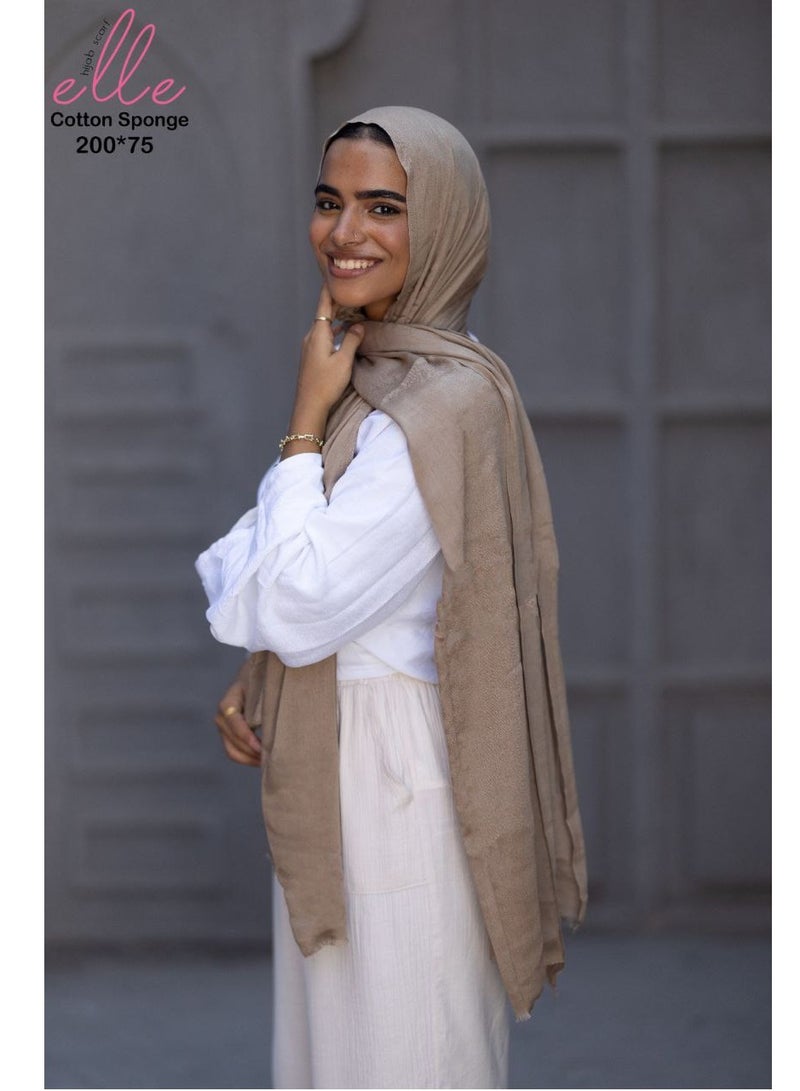ايل طرحة و وشاح حجاب إسلامي قطن اسبونج فاخر من القطن للنساء للمناسبات والأيام العادية - مقاس (200 سم × 75 سم) 