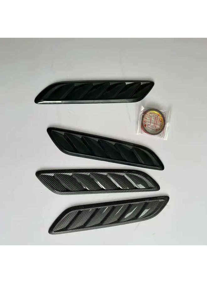 Bright Black Carbon Fiber Hood Air Vents 16.54in for Trucks SUVs Easy Installation No Drilling - Image 5