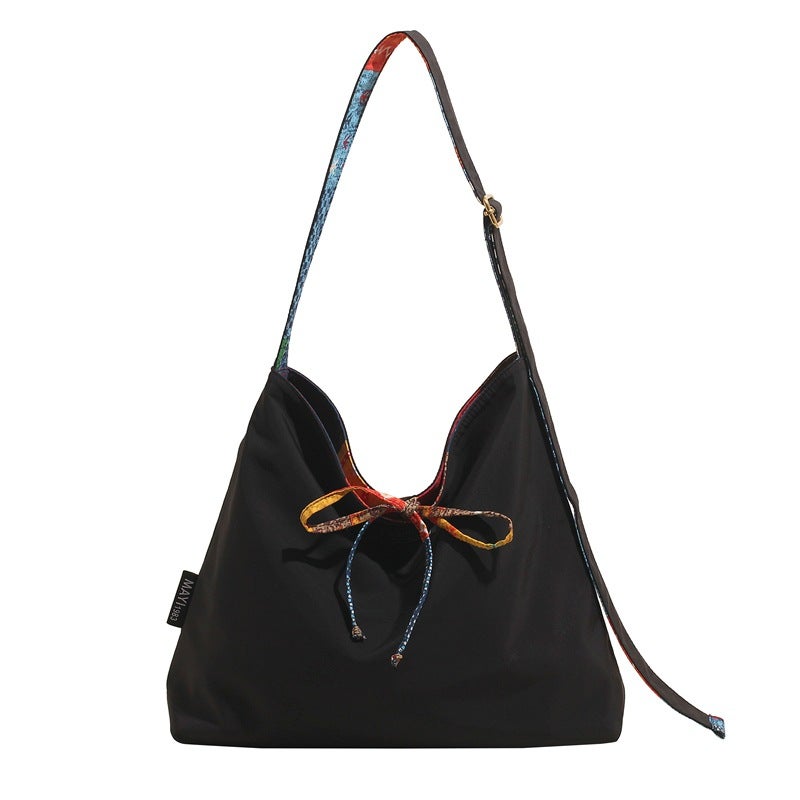 Ethnic Style Patchwork Double-Sided Shoulder Bag Trendy Girl Armpit Bag Large Capacity Commuter Bag Women'S Bag - Image 1