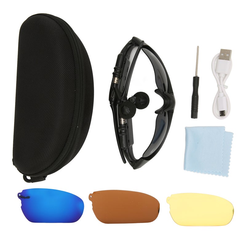 Wireless Bluetooth Sunglasses Polarised Lenses Eyesight Protection - Ultra Lightweight ABS PC Material Headset Bluetooth Sunglasses Foldable Design for Driving Cycling Hiking - Image 1